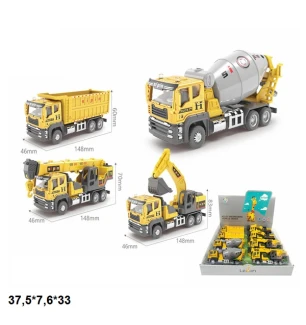 Будівельна техніка інерційна 501B (112шт/2) металева 4 види 8 шт у коробці 37,5*7,6*33 см