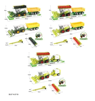 Комбайн з причепом інерційний 86-3/87-3/87-6044 (12шт) 3 види під слюдою 59,5*14,5*19 см