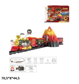 Поїзд залізниця 699-52A (8шт) батарейковий музичний світиться пар у коробці 70,5*8*44,5 см