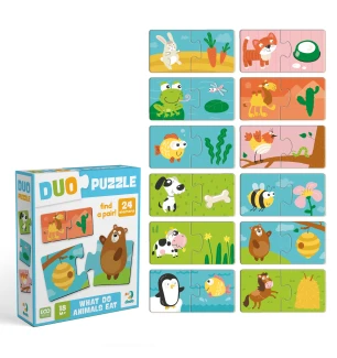 Пазли дитячі 300691 (24шт) Dodo DUO "Хто що їсть" 24 елементи у коробці 16*4*13.5 см