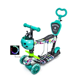 Самокат 5 в 1 SCOOTER 5IN1 "TIFFANY FLOWERS" (6шт) з кол. світяться та ручкою батьківською, в кор.