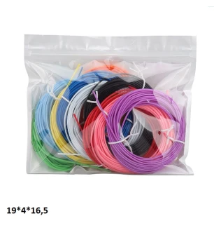 Запаска до 3D PEN ручки 01-10 (10*100шт) матеріал PCL 1,65 мм (10 кольорів по 5м) у пакеті 19*4*16,5