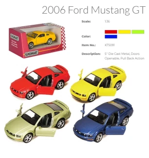 Модель машини KINSMART KT5091W (96шт/4) FORD MUSTANG GT (2006) інерційна металева відкриваються двер