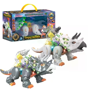 Динозавр "Трицератопс" ТК-14638 (24шт) "WToys" українською мовою пісенька ходить світло рухливі шест