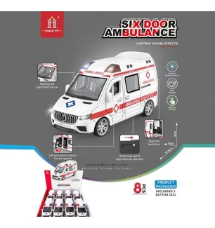 Машина металева інерційна 731-37 D (96шт) “Швидка допомога” 14.5х6х8 см звуки підсвічування відкрива