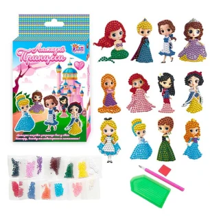 Алмазні стікери "Принцеси" 62291 (60шт) "4FUN Game Club" наліпки стилус силіконовий клей піддон алма