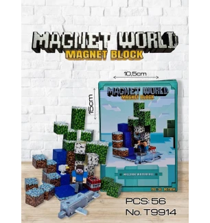 Конструктор магнітний Майнкрафт MY WORLD MINECRAFT T9914 (40шт) 56 елементів у коробці