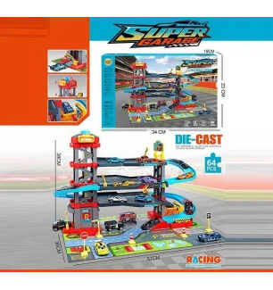 Трек MH 164 A (6шт) 64 елементи металопластикові машинки звуки підсвічування механічний підіймач у к