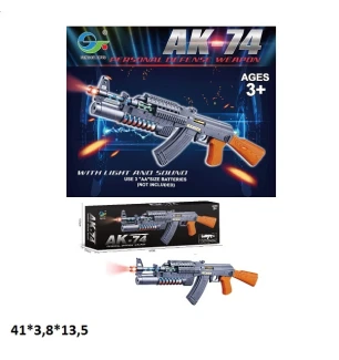 Автомат музичний AK-74 (96шт/2) батарейковий музичний світиться вібрація у коробці 41*3,8*13,5 см