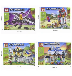 Конструктор Майнкрафт MY WORLD MINECRAFT MG1186 (96шт/2) 4 види 274-307 елементів у коробці 24,5*34,
