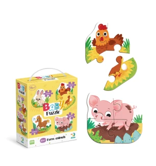 Пазли дитячі 300686 (32шт) 4 в 1 Dodo «Baby puzzle. Сільські тварини» 4в1 у коробці 18×6,4×15 см