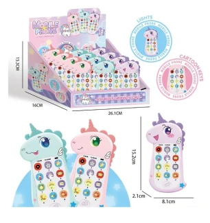 Телефон музичний мобільний 626-21 (384шт/2) єдиноріг батарейковий музичний світиться 3 види 12 шт у 