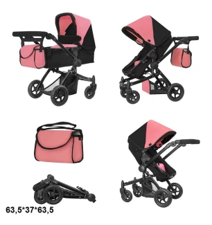Коляска для ляльки 2в1 CARRELLO MAESTRO 9651B PEACH PINK  (1шт) з сумкою металева у коробці 45*14,5*