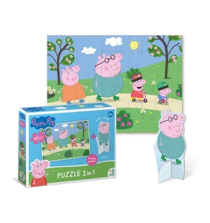 Пазли дитячі 200120 (36шт) Dodo «Peppa Pig» Прогулянка 60 елементів з фігуркою у коробці 18*24*4 см