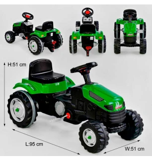 Трактор педальний Pilsan 07-314 (1шт) колір ЗЕЛЕНИЙ класксон на кермі у коробці  