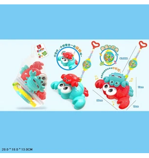 Каталка дитяча краб D0503 (72шт/2) з ручкою музичний світиться у сітці 20*13*18 см