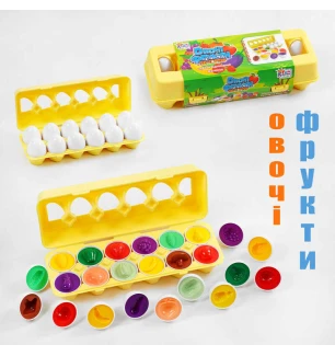 Гра 3D сортер "Овочі та фрукти" 48666 (18шт) "4FUN Game Club" "Яєчний лоток" 12 штук у коробці  