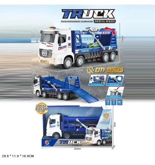 Трейлер інерційний автовоз 711-116A (24шт) з транспортом 2 шт звук світиться у коробці 29,8*11*16 см