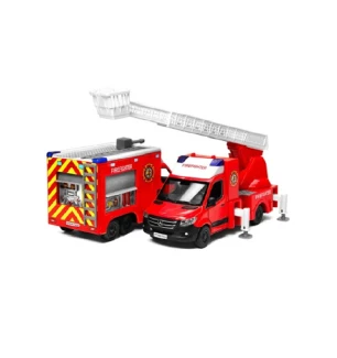 Модель автобус KINSMART KT5478W (96шт/4) MERSEDES-BENZ Sprinter Пожежна металева інерційна відкриваю