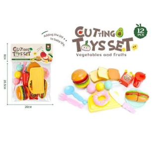 Продукти на липучці 2207 A8 (120шт/2) дошка та ніж для “нарізання” тарілка ложка вилка у пакеті  