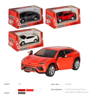 Модель машини KINSMART KT5368W (96шт/4) "LAMBORGHINI URUS" металева інерційна відкриваються двері у 