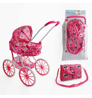 Візочок для ляльок ТК 21-374 (24шт/2) "TK Group" складна конструкція пупс до 45 см сумочка кошик мет