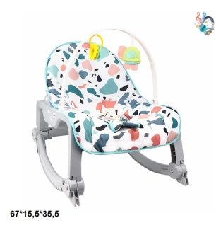 Дитячий шезлонг-гойдалка 3999 (8шт) 0-18 кг вібрація музика у коробці 67*15,5*35,5 см