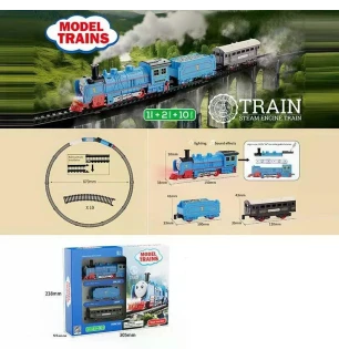 Поїзд батарейковий залізниця HS 8016 B (48шт) 13 елементів локомотив 2 вагони звуки підсвічування у 