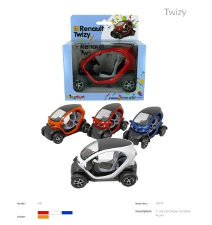 Модель легкова електрокару RENAULT TWIZY KT5111W (96шт/4)  металева інерційна 4 види у кор 16*8,5*7