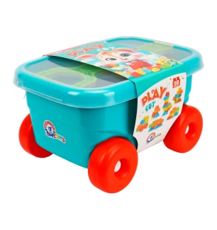 Іграшка "Конструктор у візку ТехноК" 1393 (2шт) 50 елементів у візку 38 х 28 х 22 см