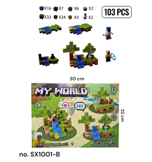 Конструктор магнітний Майнкрафт MY WORLD MINECRAFT SX1001B (24шт) на 103 деталей у коробці 30*22*5 с