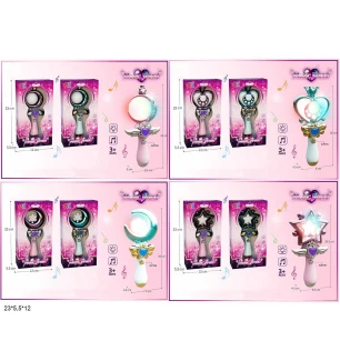 Чарівна паличка EZ526/527/528/529 (144шт/2) батарейкова музична світиться 8 видів у коробці 23*5,5*1