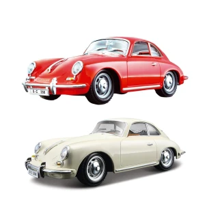 Автомодель металева 1:24 PORSCHE 356B (1961) 18-22079 (6шт) BBURAGO червоний/слонова кістка