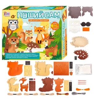 Поший сам 91060 (18шт/2) "4FUN Game Club" "Лісові тварини” 6 фігурок шаблони з фетру нитки пластиков