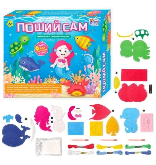 Гра Поший сам 77054 (18) "4FUN Game Club" “Морський світ русалок” 6 фігурок шаблони з фетру нитки пл