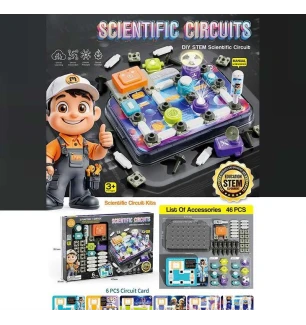 Електронний конструктор 77-55 K (24шт) 46 елементів підсвічування вентилятор мелодія 3 види перемика