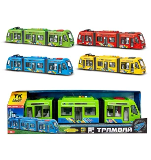 Трамвай 60147 (48шт/2) "АвтоЕксперт" 4 кольори укрр мовою пісні віршики звук транспорту правила доро
