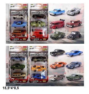 Набір модельок 3 шт MS6213-1/MS6213-6 (288шт/2) металеві 4 види у коробці 15,5*4*8,5 см