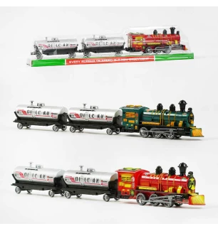 Потяг 538-2 Y (60шт/2) 2 кольори інерція локомотив та два вагони у слюді  