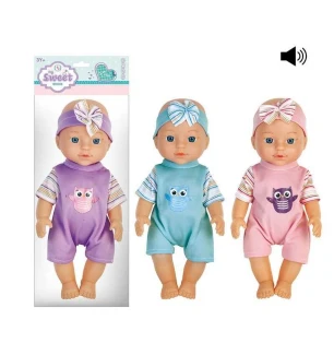Пупс дитячий 28 см 011-2 A (144шт/2) 3 види знімний одяг музичний чіп у пакеті