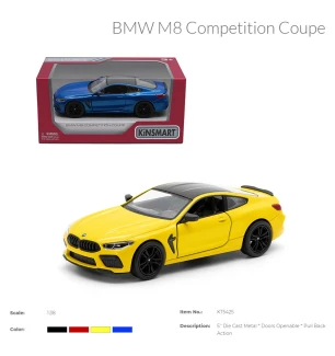 Модель машини KINSMART KT5425W (96шт/4) BMW M8 COMPETITION COUPE 4 види у коробці 16*8*7,5 см