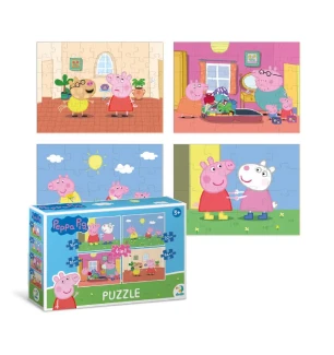 Пазли дитячі 200343 (16шт) Dodo «Peppa Pig» Життя Пепи 4 в 1 у коробці 18 × 6,5 × 27,5 см