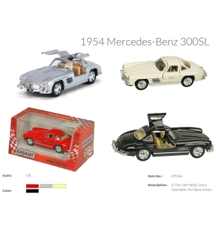 Модель машини KINSMART KT5346W (96шт/4) MERCEDES-BENZ 300SL (1954) металева інерційна 4 види у короб