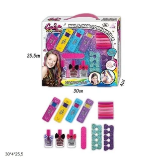 Набір крейда для волосся J-2006 (36шт/2) з аксесуарами для манікюра у коробці 30*4*25,5 см