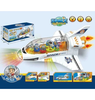 Літак дитячий 286-36 (72шт/2) космічний шатл мелодія підсвічування колесо вільного ходу у коробці  