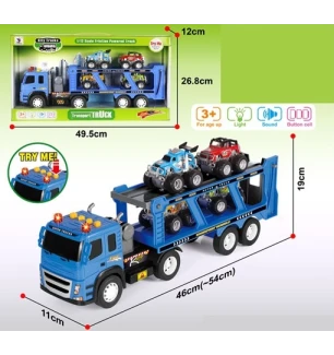 Трейлер інерційний автовоз 1188-41 (18шт/2) з джипами 4 шт музичний світиться у коробці 49,5*12*26,8