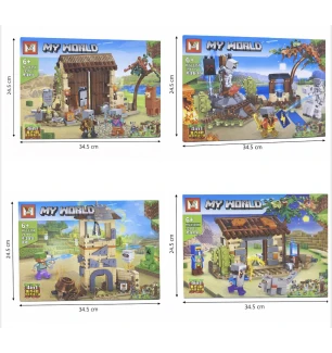Конструктор Майнкрафт MY WORLD MINECRAFT MG1335 (96шт/2) 4 види 293-329 елементів у коробці 24,5*34,