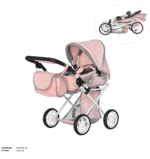 Коляска для ляльки CARRELLO UNICO 9346 PINK (1шт) з сумкою металева у коробці 45*15*36,5 см