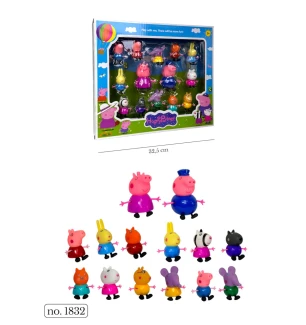 Герої Peppa Pig PP "Свинка Пепа" 1832 (24шт/2) 14 шт у наборі у коробці 32,5*32,5*6 см