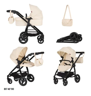 Коляска для ляльки 2в1 CARRELLO ULTRA 9696 (1шт) CREAM з сумкою металева у коробці 51*14,5*44,5 см